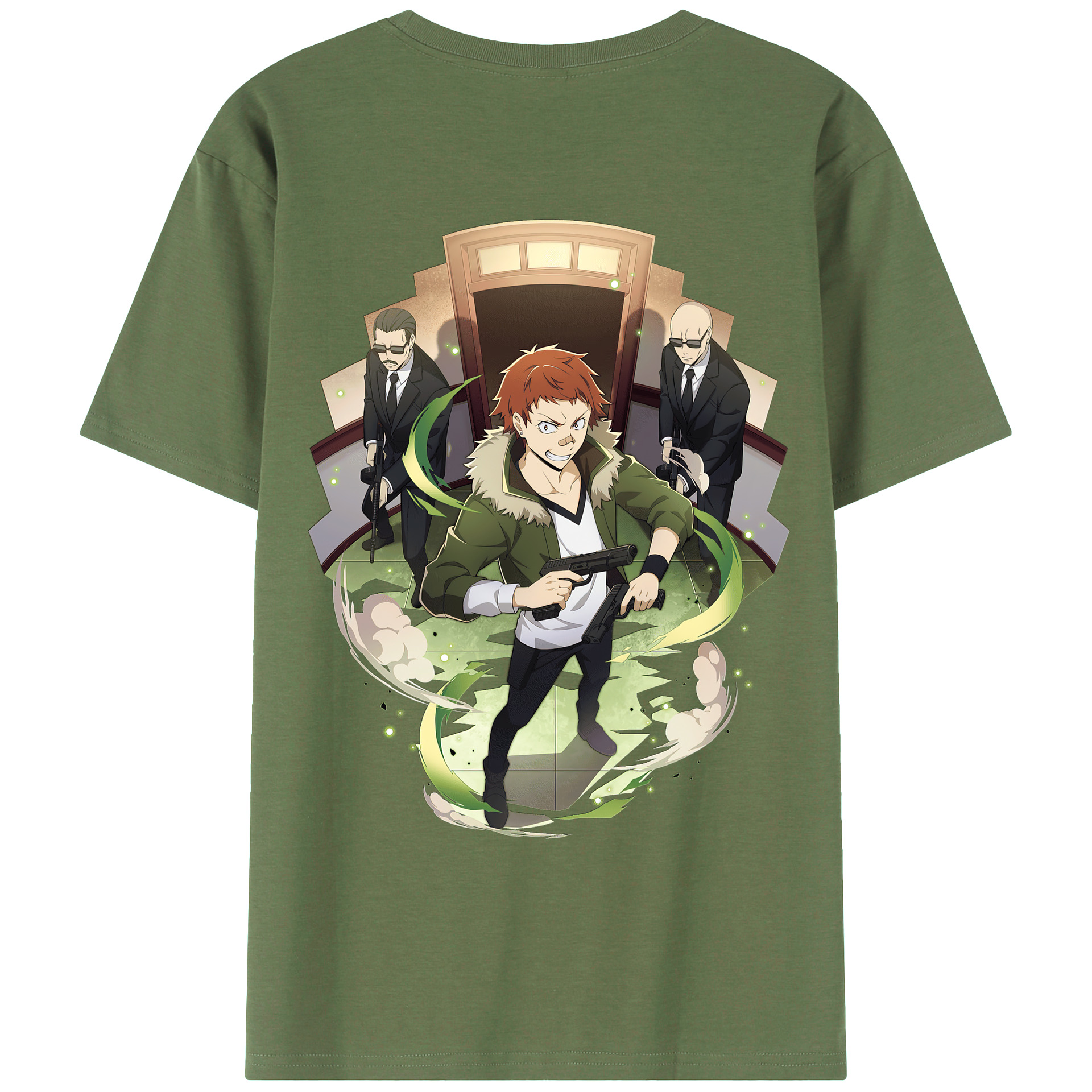 （画像用） 文豪ストレイドッグス Bungo Stray Dogs 綿100％ メンズ半袖Tシャツ（バックプリント） 通気性